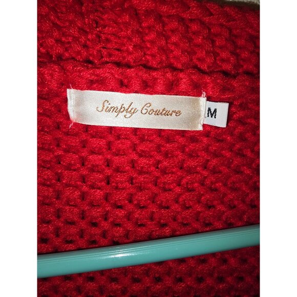 Simply Couture Red Knit Cardigan With Bubble Sleeves - Size M - Picture 5 of 5